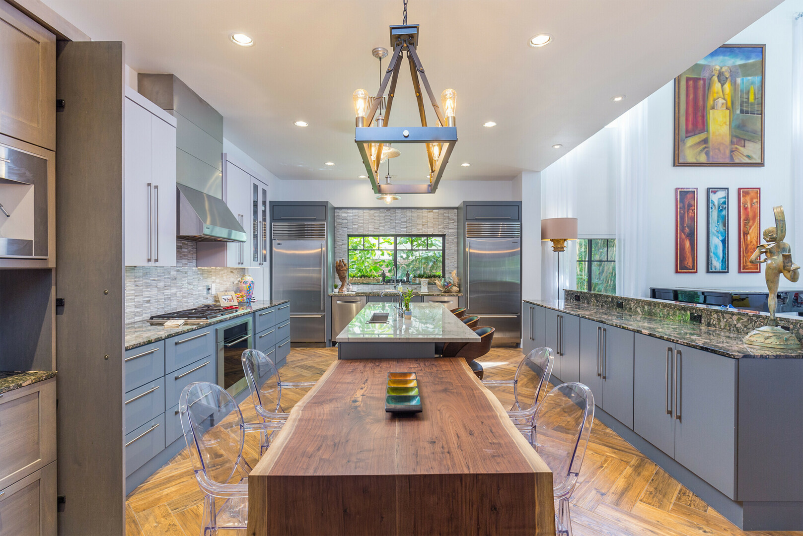 Luxury kitchen boasting custom wood flooring and tile throughout, St. Petersburg FL